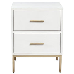 White and Gold Lines 2 Drawer Nightstand