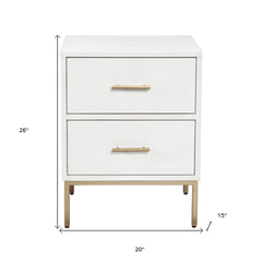 White and Gold Lines 2 Drawer Nightstand