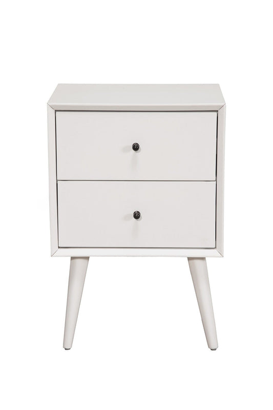 White Century Modern Wood 2 Drawer Nightstand