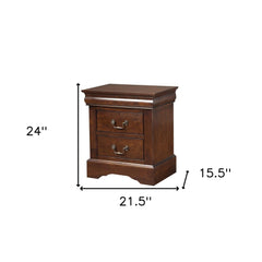 Solid Wood Cappuccino 2 Drawer Nightstand