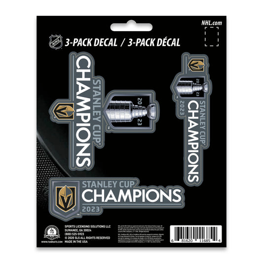 Vegas Golden Knights 2023 Stanley Cup Champions 3 Piece Decal Sticker Set