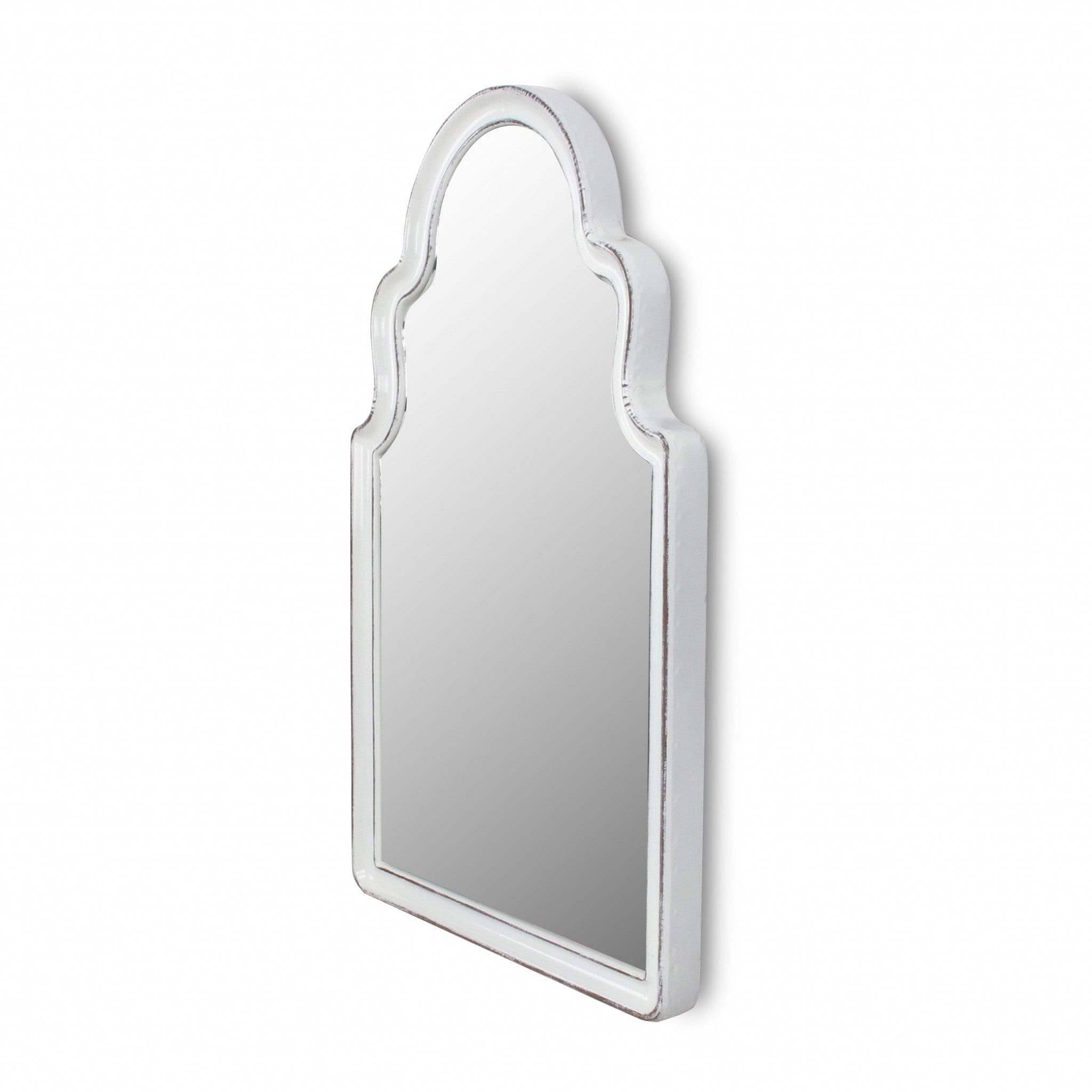 Vintage Curved White Wall Mirror