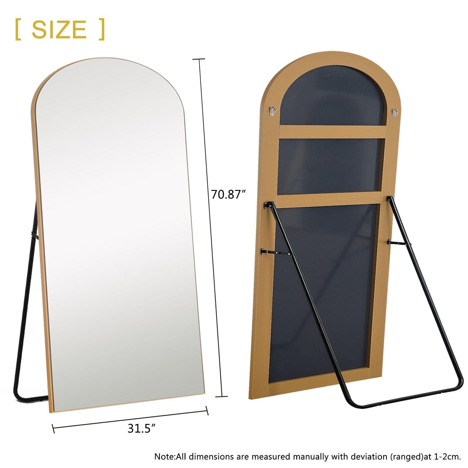 71" Gold Arch Wood Framed Full Length Standing Mirror - Homeroots