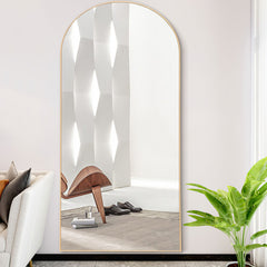 71" Gold Arch Wood Framed Full Length Standing Mirror - Homeroots