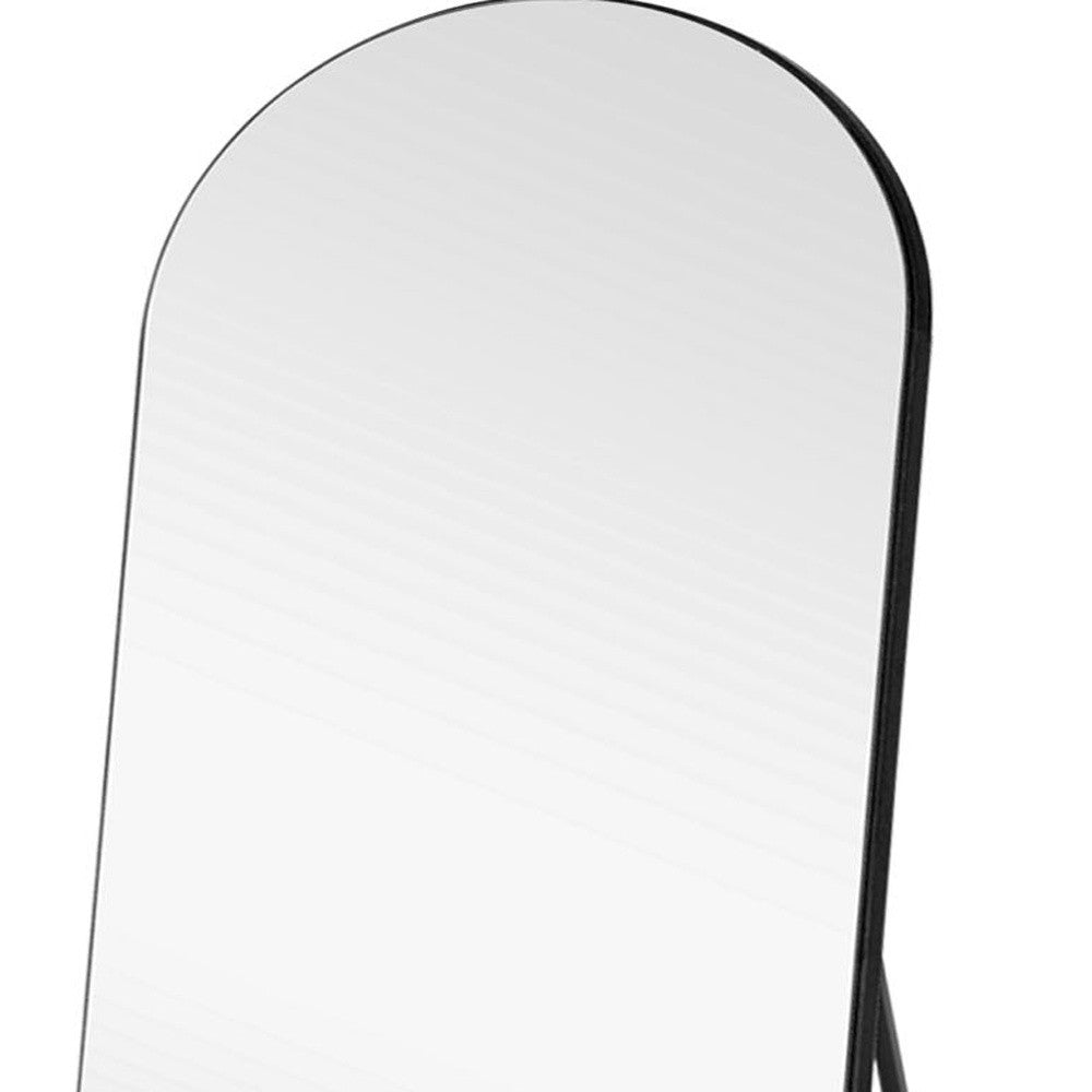 Petite Black Arched Wooden Mirror