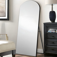 Petite Black Arched Wooden Mirror