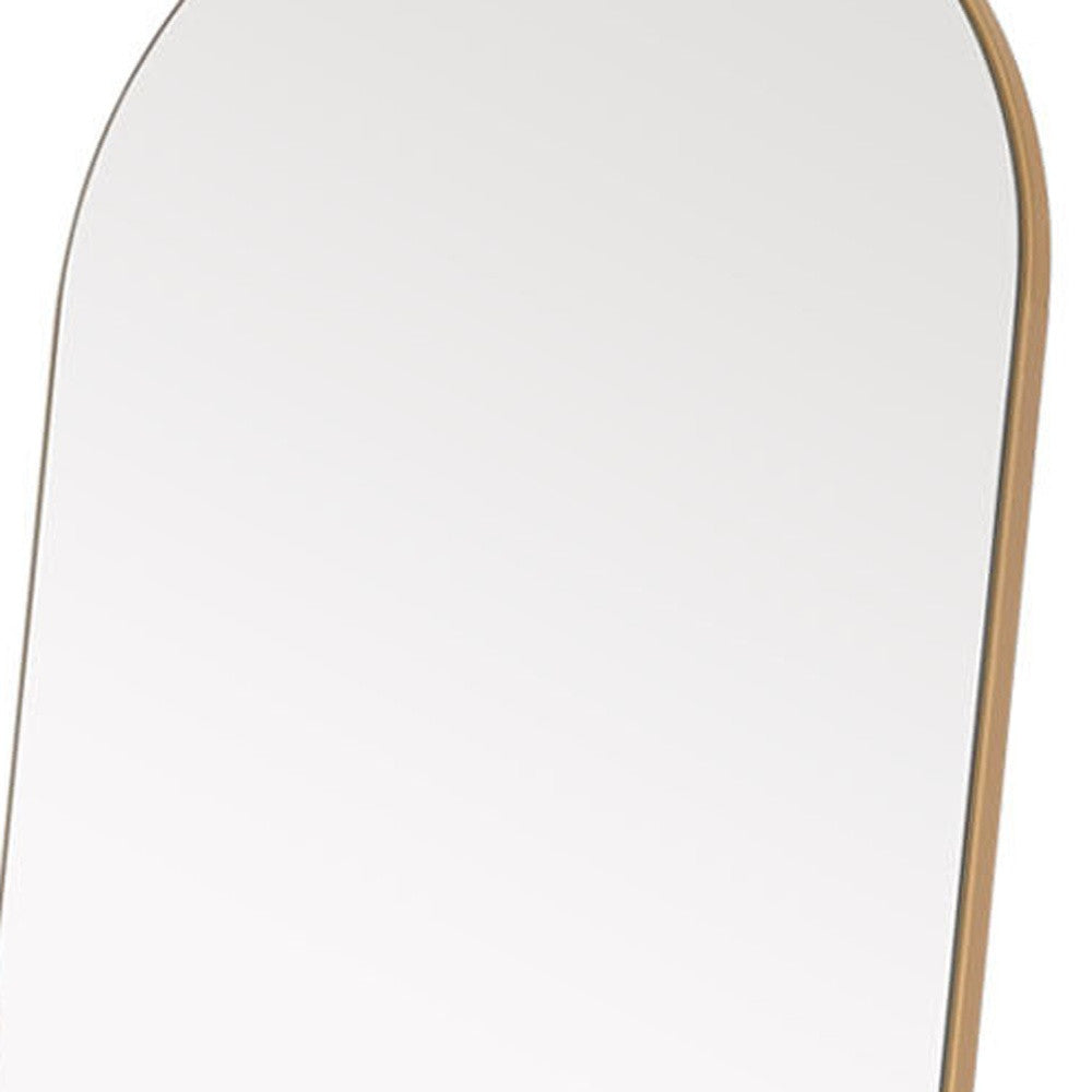 Narrow Gold Arched Wooden Mirror