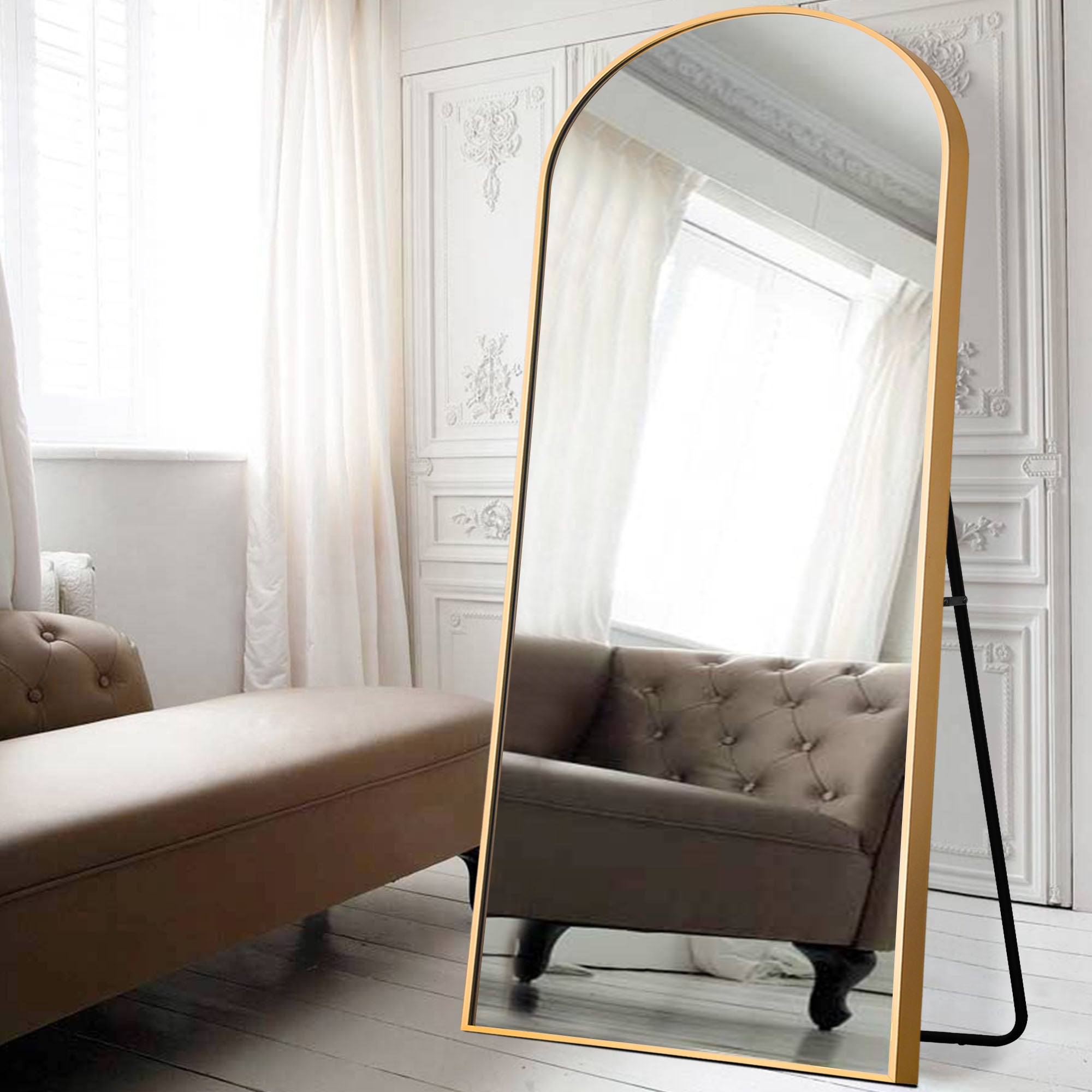 Gold Arched Full-length Standing Mirror