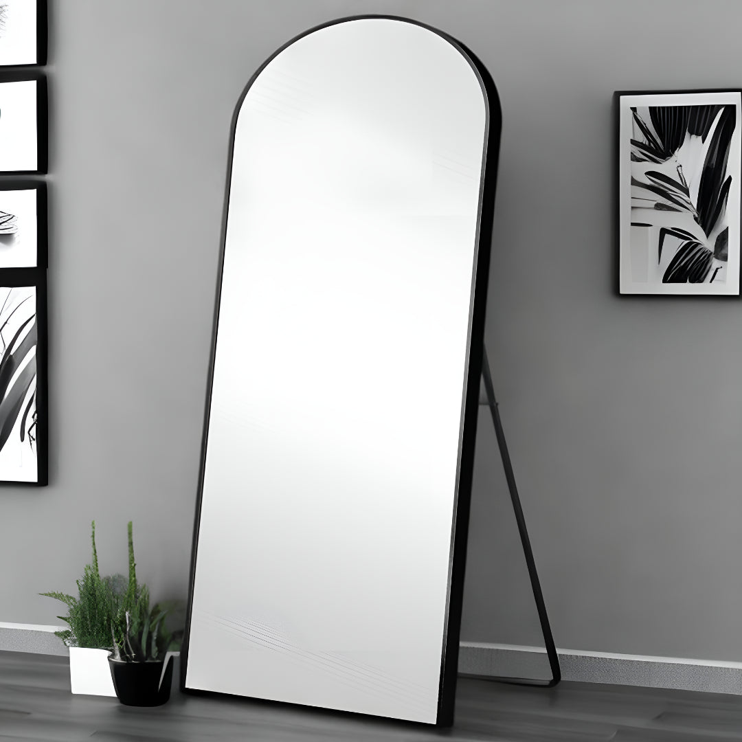 Petite Black Arched Full-length Standing Mirror