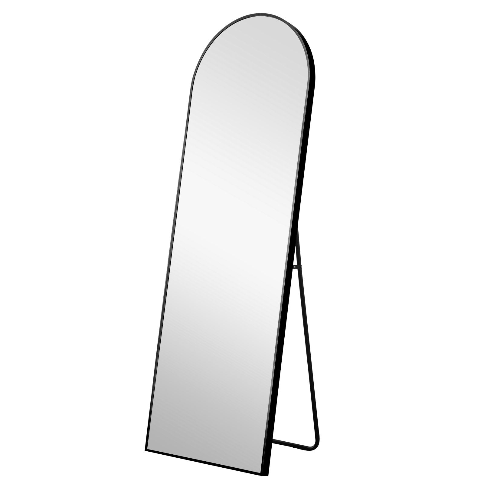 71" Black Arched Metal Narrow Frame Standing Mirror