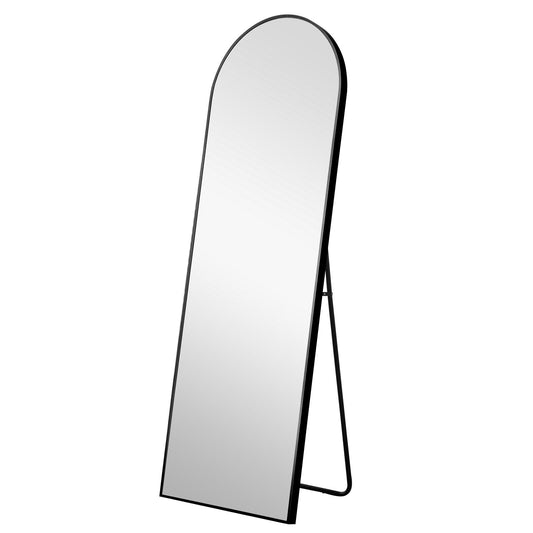 71" Black Arched Metal Narrow Frame Standing Mirror