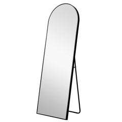 71" Black Arched Metal Narrow Frame Standing Mirror