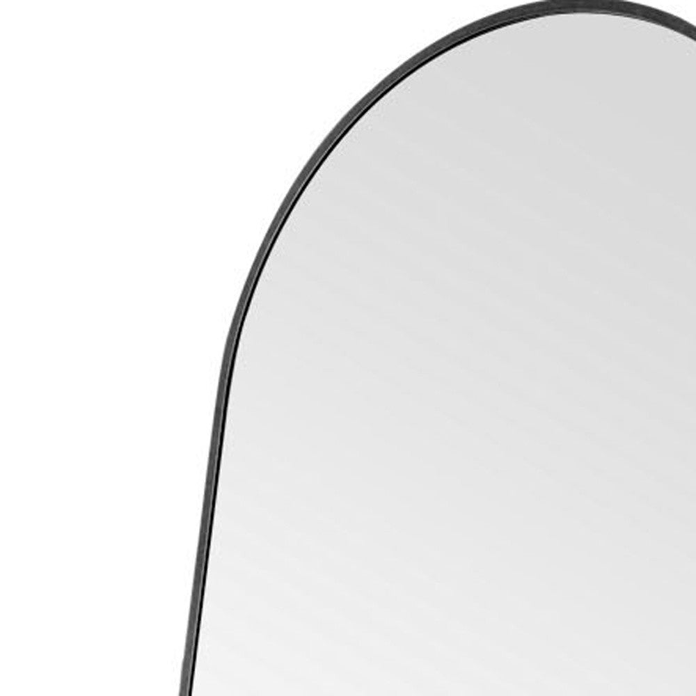 71" Black Arched Metal Narrow Frame Standing Mirror