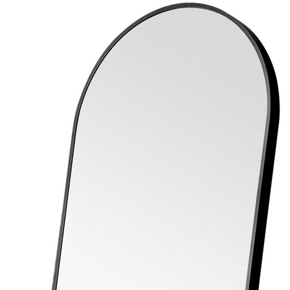 71" Black Arched Metal Narrow Frame Standing Mirror