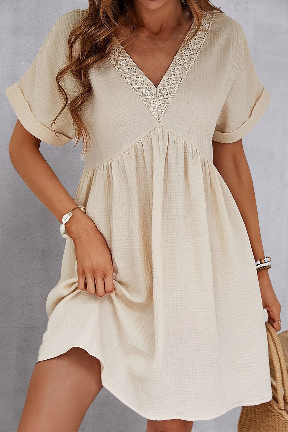 V-Neck Short Sleeve Dress - Flyclothing LLC