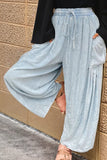 Drawstring Wide Leg Jeans with Pockets