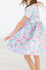 Pretty in Pink Flamingos S/S Pocket Twirl Dress