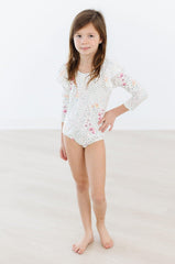 Whimsical Wildflowers L/S Flutter Sleeve Leotard