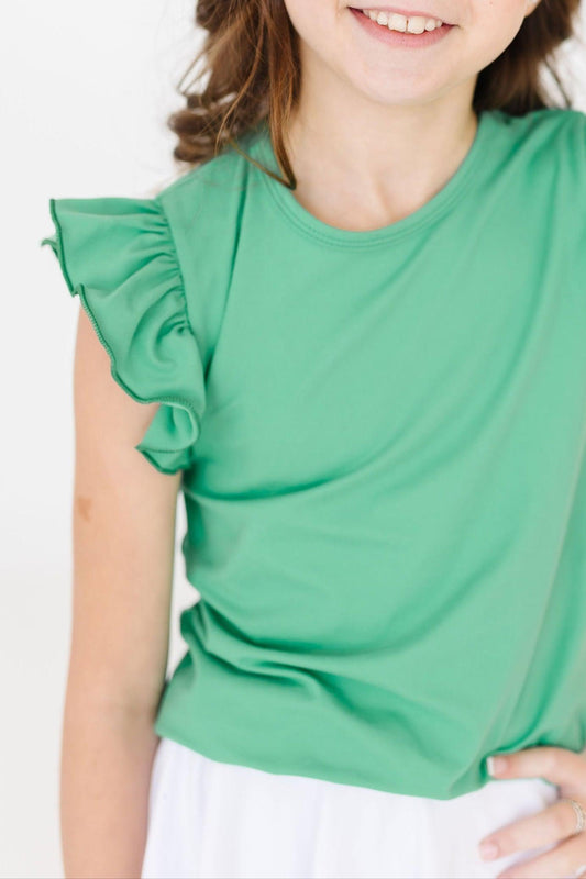 Kelly Green S/S Ruffle Tee