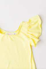 Yellow S/S Flutter Sleeve Leotard