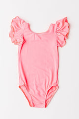 Neon Pink S/S Flutter Sleeve Leotard - Mila & Rose ®