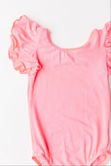 Neon Pink S/S Flutter Sleeve Leotard - Mila & Rose ®