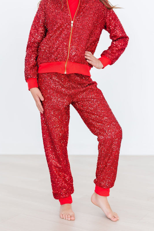 Red Sequin Joggers