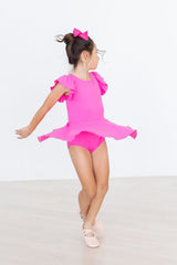 Hot Pink S/S Twirl Leotard