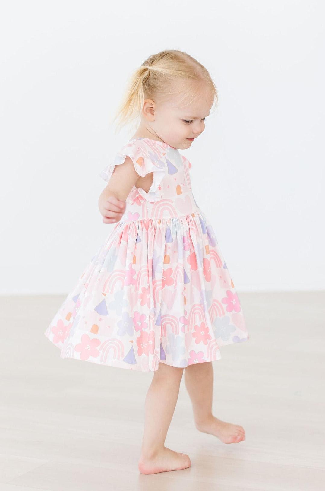 Castles & Rainbows Flutter Sleeve Twirl Dress - Mila & Rose ®