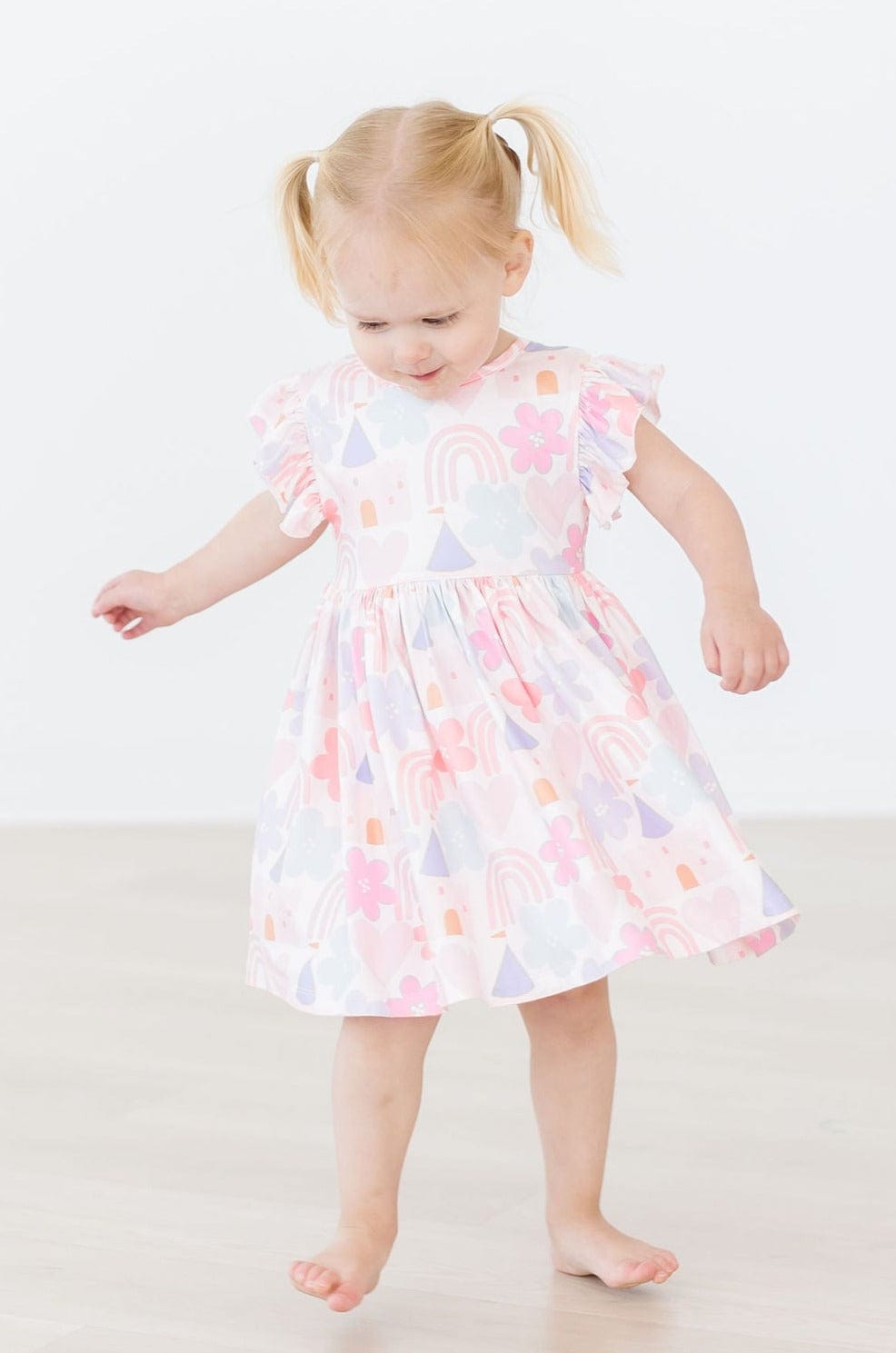 Castles & Rainbows Flutter Sleeve Twirl Dress - Mila & Rose ®