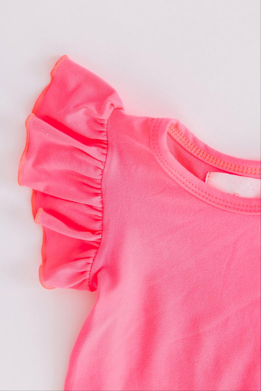 Neon Pink S/S Flutter Bodysuit