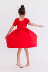 Red S/S Pocket Twirl Dress