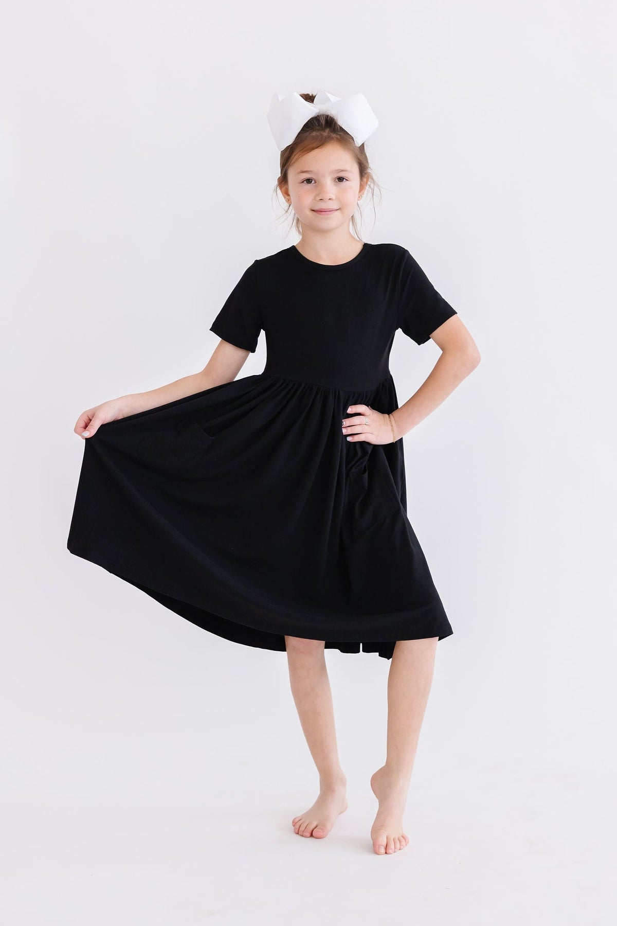 Black S/S Pocket Twirl Dress