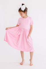 Bubblegum Pink S/S Pocket Twirl Dress - Mila & Rose ®