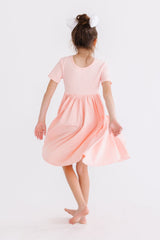 Peach S/S Pocket Twirl Dress