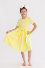 Yellow S/S Pocket Twirl Dress