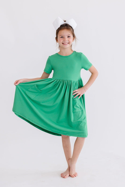 Kelly Green S/S Pocket Twirl Dress