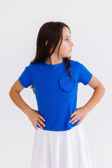 Royal Blue Ruffle Pocket Tee