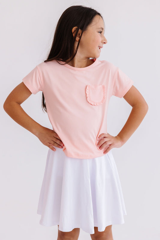 Peach Ruffle Pocket Tee