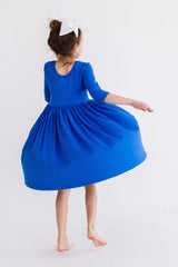 Royal Blue 3/4 Pocket Twirl Dress