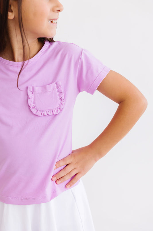 Bright Lilac Ruffle Pocket Tee