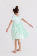 Pastel Green S/S Pocket Twirl Dress