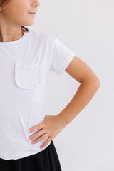 White Ruffle Pocket Tee