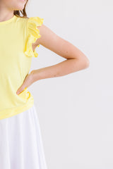 Yellow S/S Ruffle Tee