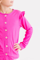 Hot Pink Ruffle Cardigan