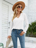 Lace V-Neck Flounce Sleeve Blouse - Flyclothing LLC