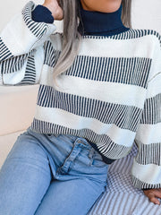 Striped Turtleneck Long Sleeve Sweater