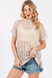 Ces Femme See Through Crochet Mock Neck Cover Up Trendsi