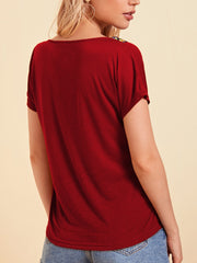 V-Neck Short Sleeve T-Shirt Trendsi