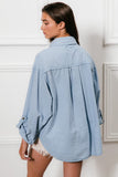 BiBi Button Down Stitch Detail Shirt with Chest Pockets - Trendsi